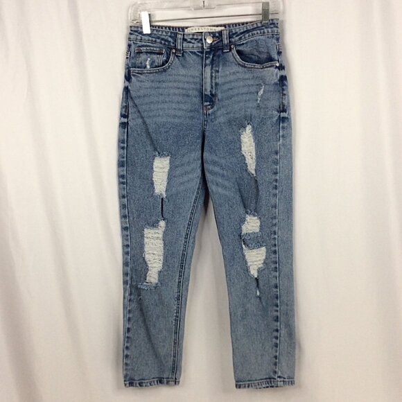 Tinseltown Denim - Tinseltown Distressed Crop Jeans Juniors Size 9 Stonewashed Straight Leg 27x25